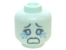 Minifigure, Head Female with Dark Bluish Gray Eyebrows, Eyes and Open Mouth, Crying Tears Pattern
