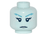 Minifigure, Head Female Jagged Dark Azure Eyebrows, White at Sides of Eyes, Silver Lips Pattern