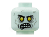 Minifigure, Head Alien Zombie, Black Eyebrows, Yellow Eyes, Open Mouth Showing Teeth, Dark Bluish Gray Splotches Pattern