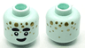 Minifigure, Head Alien Black Thick Eyebrows, Eyes, and Smile, Gold Dots Pattern