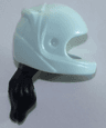 Mini Doll, Hair Combo, Hat with Hair, Racing Helmet with Molded Flexible Rubber Black Hair Ponytail Pattern