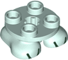Legs with Plate Round 2 x 2 and Axle Hole - 2 Feet with Dark Green Lines Pattern (Super Mario Bony Beetle)