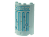 Cylinder Half 2 x 4 x 5 with 1 x 2 Cutout with Medium Azure Star, Filigree, and Columns, Gold Sparkles, Metallic Light Blue Bubbles Pattern