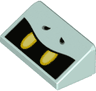 Slope 30 1 x 2 x 2/3 with Bright Light Yellow Eyes on Black Background, Nostrils Pattern (Super Mario Bony Beetle Face)