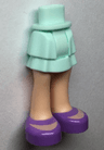 Mini Doll Hips and Skirt Layered, Light Nougat Legs and Medium Lavender Shoes with Open Fronts Pattern - Thick Hinge