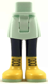 Mini Doll Hips and Skirt, Dark Blue Legs and Yellow Boots Pattern - Thick Hinge