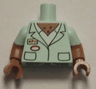 Torso Simpsons Smock with 'APU' Name Tag, White Shirt, and Chest Hair Pattern / Medium Nougat Arms with Molded Light Aqua Short Sleeves Pattern / Medium Nougat Hands