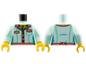 Torso Female Blouse, Dark Pink Collar and Trim and Silver Moon Necklace Pattern / Light Aqua Arms / Yellow Hands