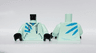 Torso Hoodie with Laces and Pockets, Dark Azure Stripes Pattern / Light Aqua Arms / Black Hands