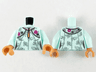 Torso Female Dress, Teardrop Neckline, Silver Flower Filigree, Magenta Flowers and Black Stars Pattern / Light Aqua Arms / Nougat Hands