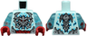 Torso Silver Armor Plates, Dragon Skull with Horns and Red Eyes, Rope Belt, Medium Azure and Dark Blue Swirls Pattern / Trans-Light Blue Arms / Red Hands