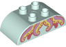 Duplo, Brick 2 x 4 Slope Curved Double with Bright Light Yellow, Bright Pink, and Coral Octopus Tentacles Pattern