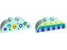 Duplo, Brick 2 x 4 Slope Curved Double with Blue, Bright Green, Lavender, Medium Azure, and Yellow Emoticons / Checkered Plaid Pattern