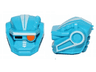 Minifigure, Head, Modified Galaxy Squad Robot with Black Rectangle Right Eye, Orange Round Left Eye and White Lines Pattern
