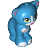 Cat, Friends Style, Sitting with Lime Eyes, Dark Pink Nose and Mouth, White Patches and Paws, Metallic Pink Inner Ears and Tail Tip Pattern