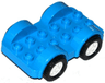 Duplo Car Base 2 x 6 with Black Tires and White Wheels on Fixed Axles