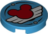 Tile, Round 2 x 2 with Bottom Stud Holder with Red Mickey Mouse Logo and White Pilot Wings Pattern
