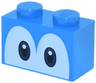 Brick 1 x 2 with Dark Blue and Black Eyes on White Background Pattern (Super Mario Yoshi)
