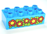 Duplo, Brick 2 x 4 with Red Flowers Pattern