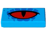 Tile 1 x 2 with Red Eye, Black Slit Pupil and Blue Spots Pattern
