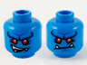 Minifigure, Head Dual Sided Alien, Pronounced Brow, Red Eyes, White Fangs, Lopsided Smile / Lopsided Frown Pattern