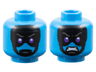 Minifigure, Head Dual Sided Alien Dark Bluish Gray Eyebrows, Dark Purple Eyes, Black Mask, Frown / Angry Bared Teeth Pattern