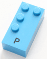 Brick, Braille 2 x 4 with 4 Studs with Black Capital Letter P Pattern (dots-1234 ⠏)