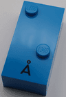 Brick, Braille 2 x 4 with 2 Studs with Black Capitol Letter A with Ring (Å) Pattern (dots-16 ⠡)