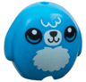 Minifigure, Utensil Pillow Plush Toy with Dog with Black Nose, Mouth and Eyes, White Pupils and Light Aqua Bangs, Muzzle and Fur Stomach Pattern