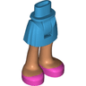 Mini Doll Hips and Skirt with Molded Nougat Legs and Printed Dark Pink Open Top Shoes Pattern - Thick Hinge
