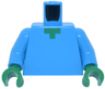 Torso Pixelated Green Neck Pattern (Minecraft Zombie) / Dark Azure Arms / Green Hands