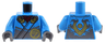 Torso Robe Silver Straps, Gold Buckles, Ninjago Logogram Letter N and Dragon Head and Orb on Back Pattern / Dark Azure Arms / Dark Bluish Gray Hands