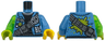 Torso Jacket Open, White 'BL', Black Sweater, Dark Bluish Gray Strap with Pouches, Hourglass Buckle Pattern / Dark Azure Arm Left / Trans-Bright Green Arm Right / Yellow Hand Left / Lime Hand Right