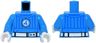 Torso Super Hero Costume with Blue Trim and Collar, White Belt and Fantastic Four Emblem with Number 4 Pattern / Dark Azure Arms / White Hands