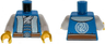 Torso Metallic Light Blue Robe with White Swirls over Tunic, Dark Orange Belt with Silver Buckle Pattern / White Arms / Yellow Hands