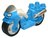 Duplo Motorcycle with Rubber Wheels, White Handlebars, Windscreen and Headlights Pattern