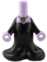 Micro Doll, Body with Molded Black Dress Bottom with Flowing Tentacles and Printed Gold Shell Necklace and Black Dress Top and Arms Pattern (Ursula)