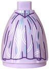 Mini Doll Skirt Long Full with Dark Purple Ruffles, White Curved Lines, Metallic Light Blue Markings Pattern