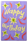 Tile 2 x 3 with 'Happy Birthday', Bright Light Yellow and Lime Stars and Coral Streamers Pattern (BAM)