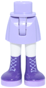 Mini Doll Hips and Skirt with Molded White Legs and Printed Dark Purple Shoes with Lavender Laces and Soles Pattern - Thin Hinge