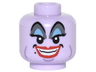 Minifigure, Head Alien Female, Blue and Gray Eye Shadow, Eyelashes, Cheek Lines, Chin Dimple, Red Lips, Open Mouth Smile Pattern (Ursula)