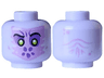 Minifigure, Head Alien Medium Lavender Face, Black Eyebrows, Lime Pupils with White Glints and Dark Purple Eyes, Spots and Dimple, Wrinkles on Back Pattern