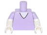 Torso V-Neck with White Undershirt Pattern / White Arms with Molded Lavender Short Sleeves Pattern / White Hands