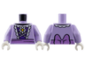 Torso Princess Corset with White Trim and Flower, Dark Purple Blouse, Medium Lavender Belt, Bow on Back Pattern / Lavender Arms / White Hands