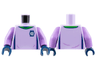 Torso Soccer Uniform, Bright Green Collar, White Ball on Dark Blue Brick Logo, Dark Blue Side Stripes Pattern / Medium Lavender Arms / Dark Blue Hands