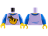 Torso Shirt with Blue Collar, 'ZZZ', and Bright Light Orange Sloth Sleeping from Reddish Brown Tree Branch with Leaves, Yellow Neck Pattern / Blue Arms / Yellow Hands