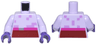 Torso Pixelated Dark Red and Magenta Wide Belt with Silver Buckle, Medium Lavender Spots Pattern / Lavender Arms / Dark Purple Hands