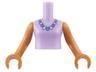 Torso Mini Doll Girl Top with Medium Azure and White Bead Necklace Pattern, Medium Nougat Arms with Hands