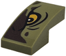 Slope, Curved 2 x 1 x 2/3 with Dark Brown Markings, Bright Light Orange Eye with Black Outline and Wrinkles Pattern Model Left Side