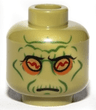 Minifigure, Head Alien SW Neimoidian with Gold Eyes, Dark Orange Eye Shadow, Dark Green Cheek Lines, Jowl Lines, Chin Dimple and Wrinkles, Pronounced Brow, Neutral Pattern